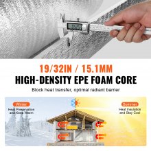 VEVOR Double Reflective Insulation Roll Foam Core Radiant Barrier 300 x 48 Inch