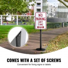 VEVOR Cast Iron Sign Post, 4 ft Portable Heavy Duty Steel Post Sign Holder with Hard Plastic Base & Wheels, U-Channel Sign Stand for Garden, Courtyard, Farm or Traffic Intersection, Black