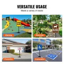 VEVOR Cast Iron Sign Post, 4 ft Portable Heavy Duty Steel Post Sign Holder with Hard Plastic Base & Wheels, U-Channel Sign Stand for Garden, Courtyard, Farm or Traffic Intersection, Black