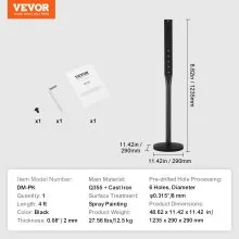 VEVOR Cast Iron Sign Post, 4 ft Portable Heavy Duty Steel Post Sign Holder with Hard Plastic Base & Wheels, U-Channel Sign Stand for Garden, Courtyard, Farm or Traffic Intersection, Black
