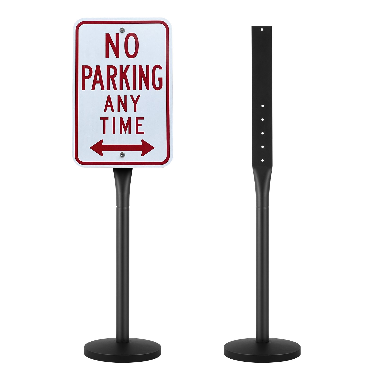 VEVOR Cast Iron Sign Post, 4 ft Portable Heavy Duty Steel Post Sign Holder with Hard Plastic Base & Wheels, U-Channel Sign Stand for Garden, Courtyard, Farm or Traffic Intersection, Black