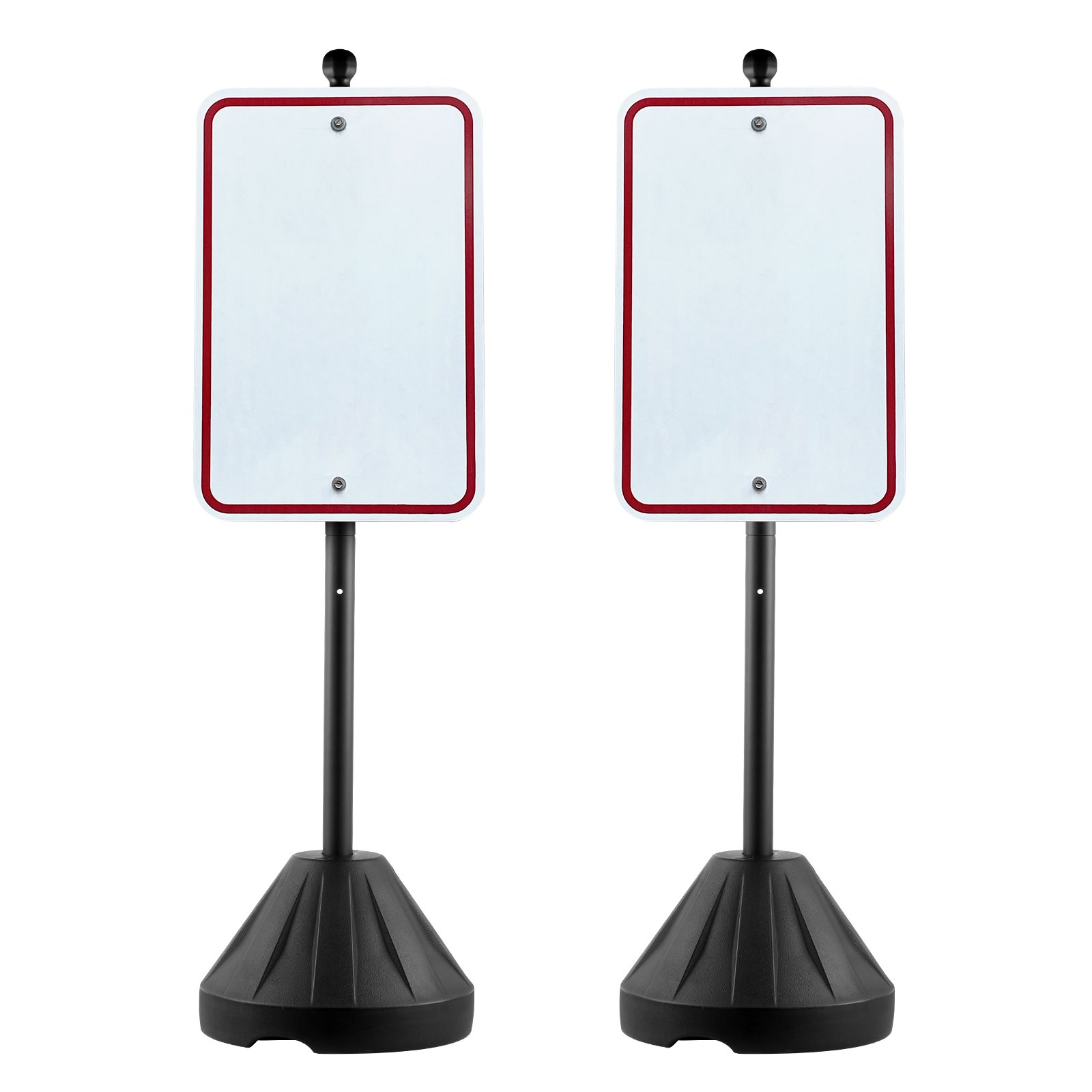 VEVOR Portable Sign Post, 5 ft Cast Iron Sign Post Holder with Hard Plastic Base & Wheels,  Movable Parking Sign Stand for No Parking Street Signs, Handicap Parking Sign,  with Base, Bolts Nuts, Black