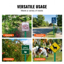 VEVOR 8FT U-Channel Sign Post, 4Pack Green Heavy Duty Steel Fixed Fence Post, Steel Fence U-Channel Sign for Garden, Courtyard, Farm or Traffic Intersection
