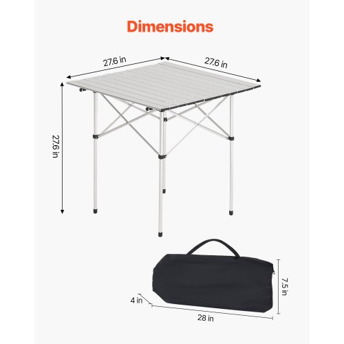 Table De Camping Pliable GFTIME – 60 X 40 Cm – Hauteur Réglable 27/56 Cm – Aluminium – Noir – Légère 2,5kg – Avec Sac De Transport