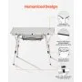 VEVOR Folding Camping Table, Portable Roll Up Side Tables, Lightweight Aluminum Beach Table with Adjustable Height, Top Mesh Layer and Carry Bag, For Outdoor BBQ Tailgating Picnic, Travel, Silver