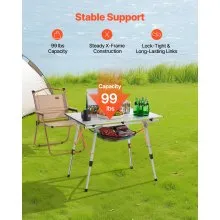 Folding Portable Camping Table Aluminum Outdoor Picnic Roll up Table Mesh Layer