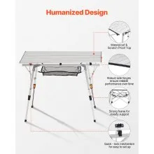 Folding Portable Camping Table Aluminum Outdoor Picnic Roll up Table Mesh Layer