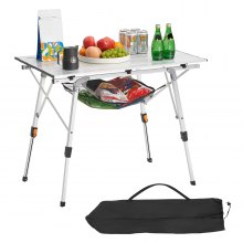 Folding Portable Camping Table Aluminum Outdoor Picnic Roll up Table Mesh Layer