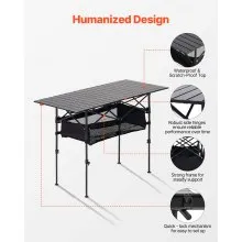 Folding Portable Camping Table Aluminum Outdoor Picnic Roll up Table Storage Bag