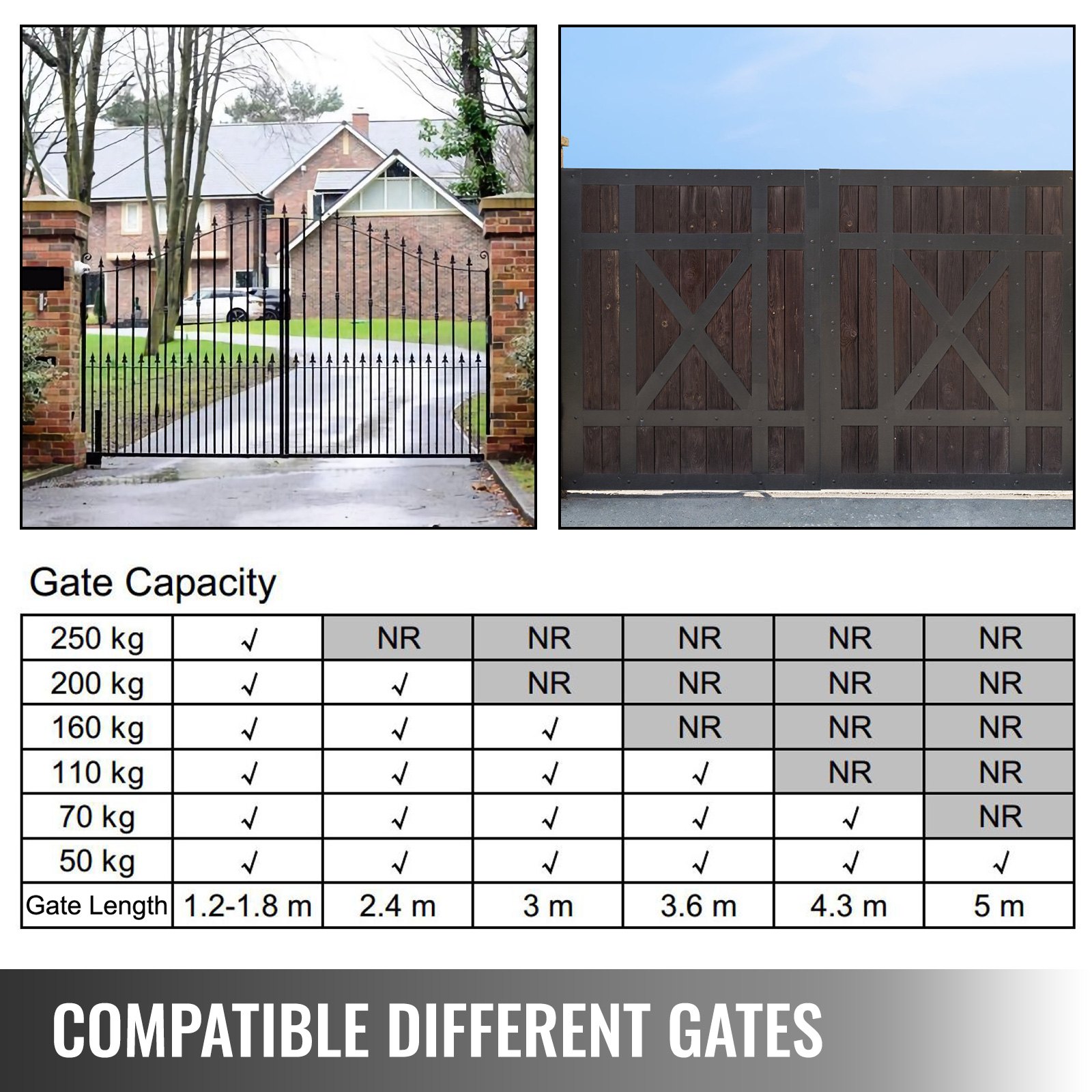 VEVOR Electric Gate Opener Single Swing Gate Opener 16mm/s Speed 50W Automatic Gate Openers with Remote Complete Kit Push/Pull-to-Open Up to 551lbs 16.4ft Door Opener for Chain Link Garage Farm