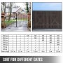 VEVOR swing gate opener compatibility chart for various gate weights and lengths.