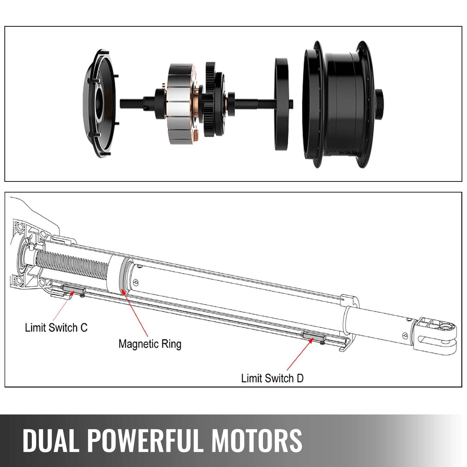 VEVOR Swing Gate Operator Double Automatic Gate Opener Up to 300kg and 2.7m Long 50W AC Wing Gate Automatic Gate with Complete Push/Pull to Open Remote Control Kit 16mm/s