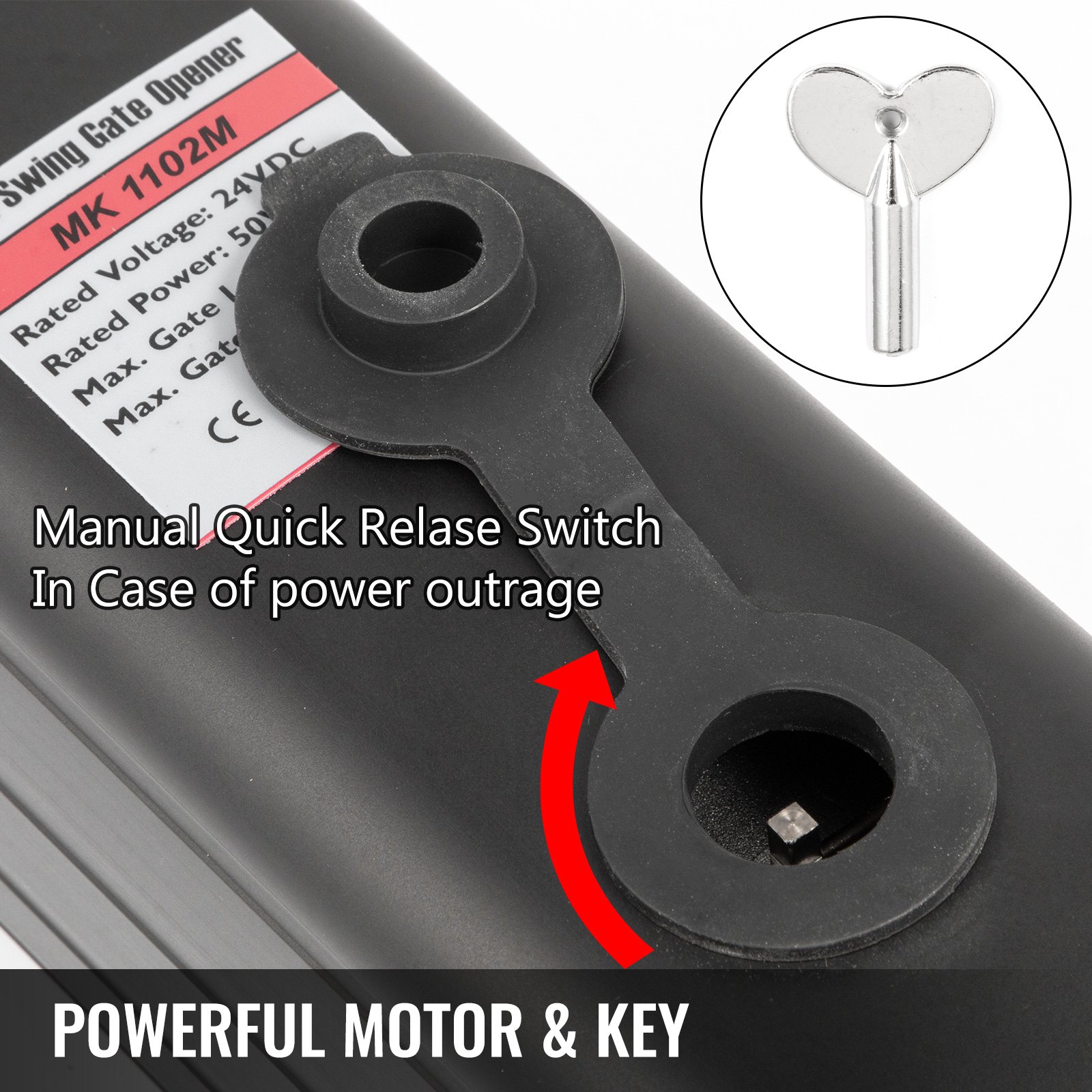 VEVOR Double Swivel Opener Automatic Gate Opener Remote Complete Kit Double Gate Opener Heavy Duty Up to 880lbs 5,5 m Long Gate 80W AC Powered Gate Opener