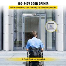 VEVOR Automatic Door Opener, 100-240V for Max.220lbs Doors, Swing Door Operator for Disabilities w/ 2 Wireless Remotes, 2 Exit Buttons, Keypad, 5 ID Cards, 2 Stainless Steel Push Buttons, CE Listed