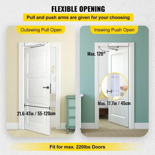VEVOR Automatic Door Opener, 100-240V for Max.220lbs Doors, Swing Door Operator for Disabilities w/ 2 Remotes, 2 Exit Buttons, Keypad, 5 ID Cards, 2 Stainless Steel Push Buttons, CE Listed