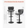 VEVOR Bar Stool Set of 2, Modern PU Leather Counter Height Stools, Swivel Kitchen Barstool with Back and Footrest, Height Adjustable Armless Bar Chair, Island Barstools for Kitchen, Dining Room, Black