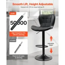 VEVOR Bar Stool Counter Barstool Swivel Height Adjustable Kitchen Chair Set of 2