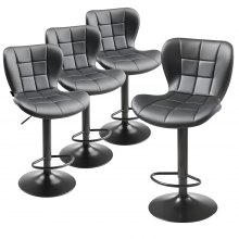 VEVOR Bar Stool Set of 4, Modern PU Leather Counter Height Stools, Swivel Kitchen Barstool with Back and Footrest, Height Adjustable Armless Bar Chair, Island Barstools for Kitchen, Dining Room, Black