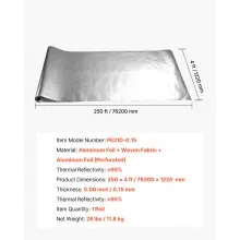 VEVOR Double Reflective Insulation Roll Perforated Radiant Barrier 48in x 250ft