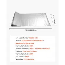 VEVOR Double Reflective Insulation Roll Perforated Radiant Barrier 48in x 125ft