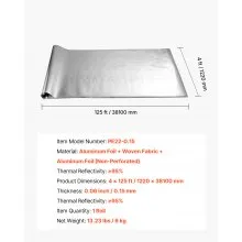 VEVOR Double Reflective Insulation Roll Woven Cloth Radiant Barrier 48in x 125ft