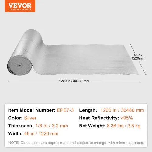Reflective FOIL Insulation 16X25 Roll Foam Core Radiant Barrier AD3 3MM