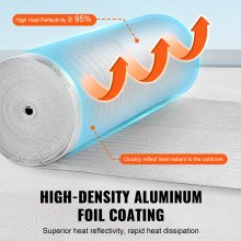 VEVOR Double Reflective Insulation Roll Foam Core Radiant Barrier 1200 in x 48 in x 1/8 in