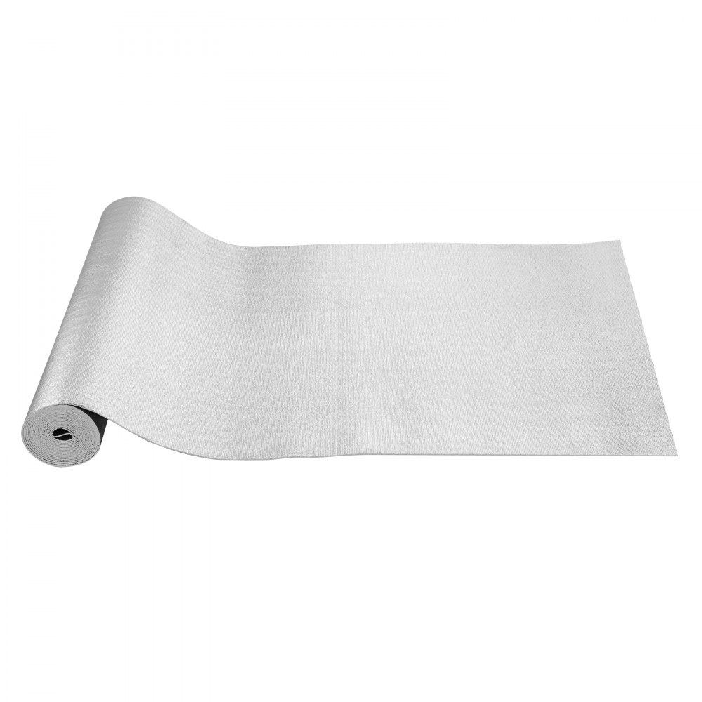 VEVOR Double Reflective Insulation Roll, Foam Core Radiant Barrier, 3.2 mm 48 in x 25 ft, Double-Sided Aluminum Foil EPE Foam Heat Reflective Shield, Thermal Insulation Roll for Window RV Roof