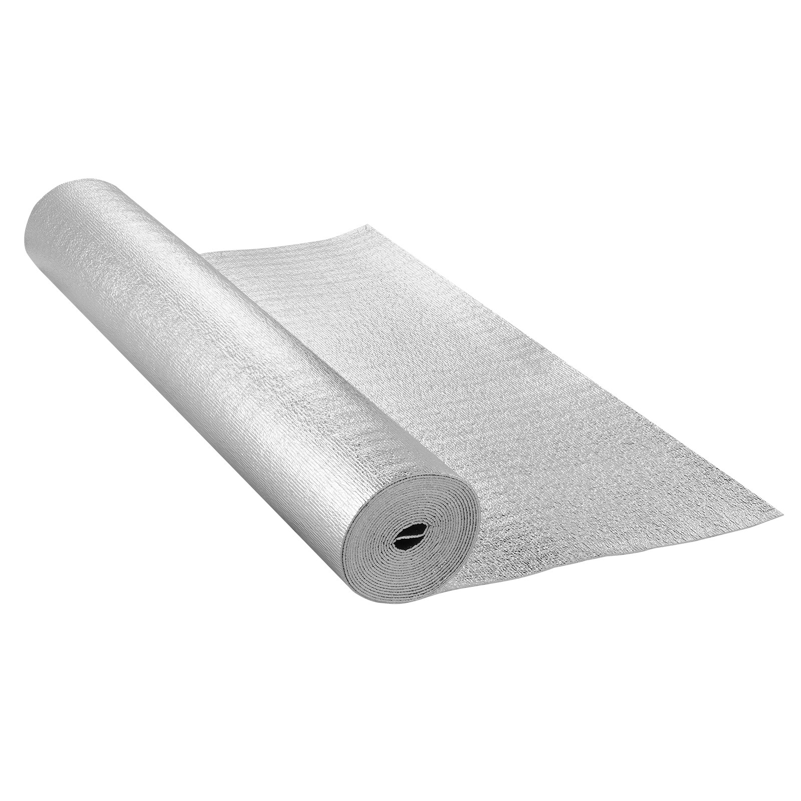 VEVOR Double Reflective Insulation Roll, Foam Core Radiant Barrier, 3.2 mm 48 in x 25 ft, Double-Sided Aluminum Foil EPE Foam Heat Reflective Shield, Thermal Insulation Roll for Window RV Roof