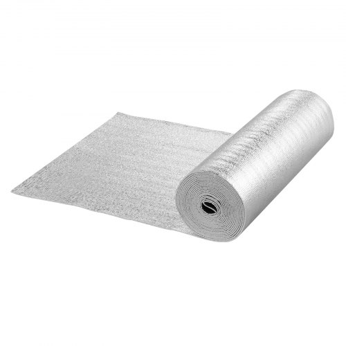 VEVOR Dubbele reflecterende isolatierol, schuimkern stralende barrière, 15,1 mm 48 x 25ft, Dubbelzijdige aluminiumfolie EPE-schuim warmte reflecterend schild, Thermische isolatierol voor raam RV dak VEVOR Dubbele reflecterende isolatierol, schuimkern stralende barrière, 15,1 mm 48 x 25ft, Dubbelzijdige aluminiumfolie EPE-schuim warmte reflecterend schild, Thermische isolatierol voor raam RV dak