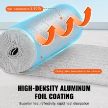 VEVOR Double Reflective Insulation Roll Foam Core Radiant Barrier 300 x 24 Inch/ 7.62 x 0.6M