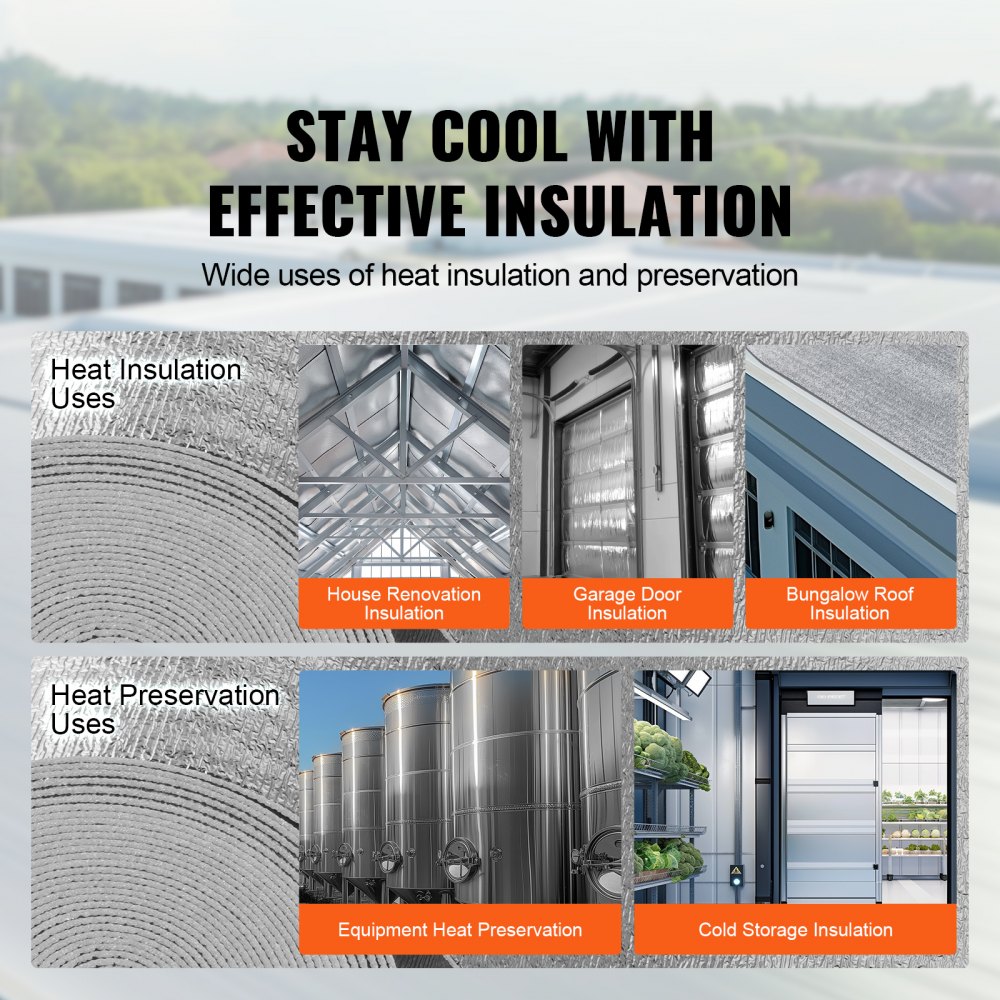 VEVOR Double Reflective Insulation Roll, Foam Core Radiant Barrier, 3.2 mm 23.8 in x 50 ft, Double-Sided Aluminum Foil EPE Foam Heat Reflective Shield, Thermal Insulation Roll for Window RV Roof