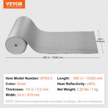 VEVOR Double Reflective Insulation Roll Foam Core Radiant Barrier 23.8in x 50 ft
