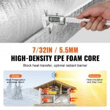VEVOR Double Reflective Insulation Roll Foam Core Radiant Barrier 600 in x 48 in x7/32 in