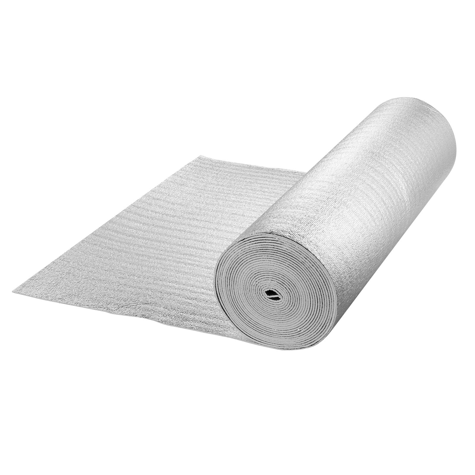 VEVOR Double Reflective Insulation Roll, Foam Core Radiant Barrier, 5.5mm 48 in x 50 ft, Double-Sided Aluminum Foil EPE Foam Heat Reflective Shield, Thermal Insulation Roll for Window RV Roof