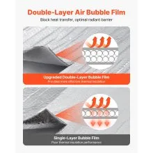 VEVOR Double Reflective Insulation Sheet, 16PCS Double-Sided Aluminum Foil Radiant Barrier, 6mm 1.22 m x 0.61 m, Dual-Layer Air Bubble Heat Reflective Shield, Thermal Insulation Rolls for Garage Door Window RV Roof