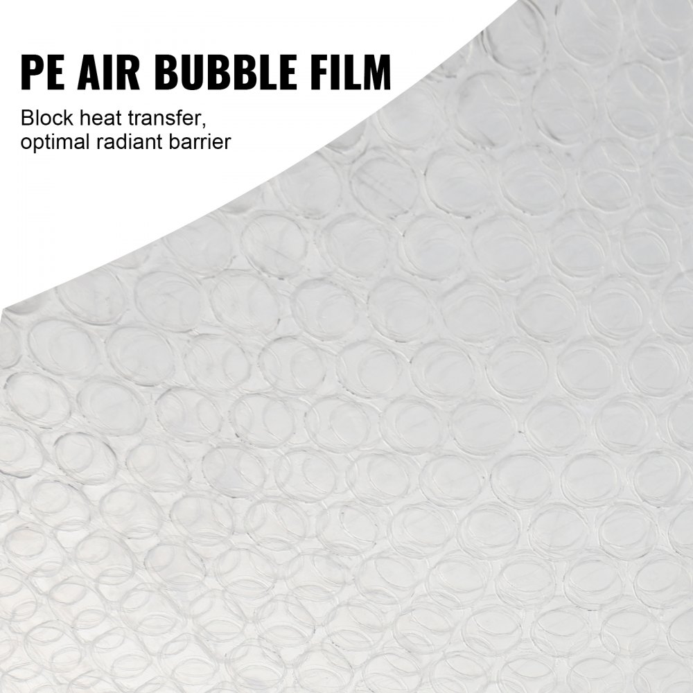VEVOR Double Reflective Insulation Roll, Air Bubble Film Radiant Barrier, 3.2 mm 48 in x 10 ft, Double-Sided Aluminum Foil Bubble Heat Reflective Shield, Thermal Insulation Roll for Window RV Roof