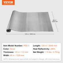 VEVOR Double Reflective Insulation Roll Air Bubble Film Radiant 120 in x 48 in x 1/8 in