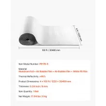 VEVOR Reflective Insulation Roll Aluminum Foil Radiant Barrier 48 in x 100 ft
