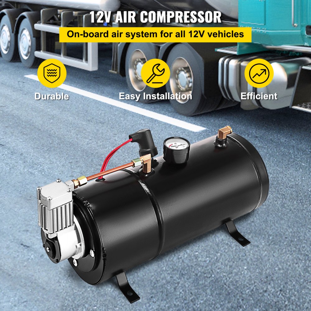 VEVOR Air Horn Compressor Tank Pump 0.8 Gallon Tank Air Compressorfor 120psi 12V Portable Air Compressor Pump for Truck Pickup