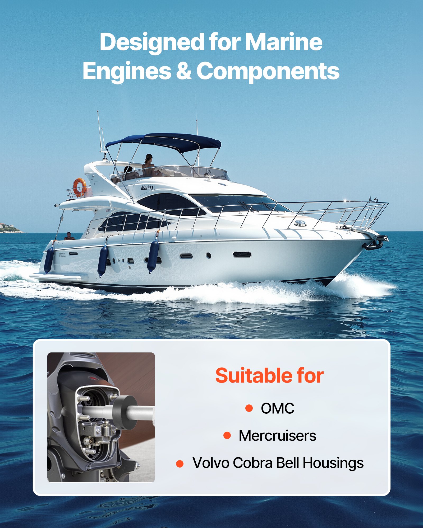 VEVOR Mercruiser Alignment Tool & Gimbal Bearing Puller Set, Compatible with Mercruisers, OMC, Volvo Cobra Bell Housings, Engine Alignment Tool, Bearing Puller Seal Bellow Expander Tools Installer