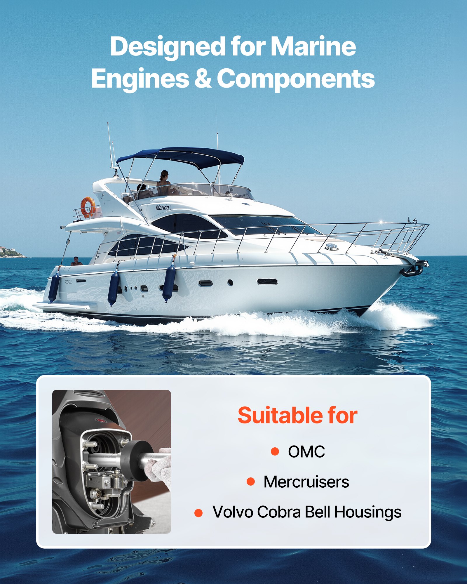 VEVOR Mercruiser Alignment Tool & Gimbal Bearing Puller Set, Compatible with Mercruisers, OMC, Volvo Cobra Bell Housings, Engine Alignment Tool, Bearing Puller Seal Bellow Expander Tools Easy-to-Use