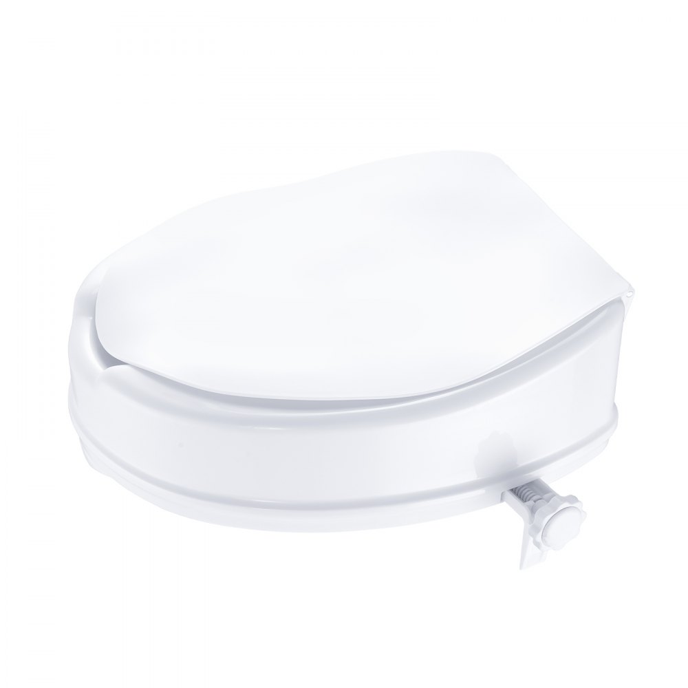 VEVOR Raised Toilet Seat, 4" Height Raised, 300 lbs Weight Capacity, Universal Toilet Seat Riser, Screw Rod Locking, with Toilet Seat, for Elderly, Handicap, Patient, Pregnant, Medical