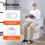 VEVOR Raised Toilet Seat, 100 mm Height Raised, 136 kg Weight Capacity, Universal Toilet Seat Riser, Screw Rod Locking, with Toilet Seat, for Elderly, Handicap, Patient, Pregnant, Medical