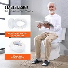 VEVOR Raised Toilet Seat, 4" Height Raised, 300 lbs Weight Capacity, Universal Toilet Seat Riser, Screw Rod Locking, with Toilet Seat, for Elderly, Handicap, Patient, Pregnant, Medical