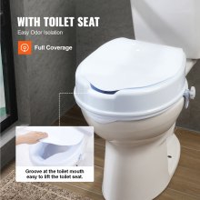 Scaun de toaletă VEVOR înălțat, înălțime de 4 inchi, capacitate de greutate de 300 lbs, ridicător universal pentru scaun de toaletă, blocare cu șurub, cu scaun de toaletă, pentru vârstnici, handicap, pacient, gravidă, medical