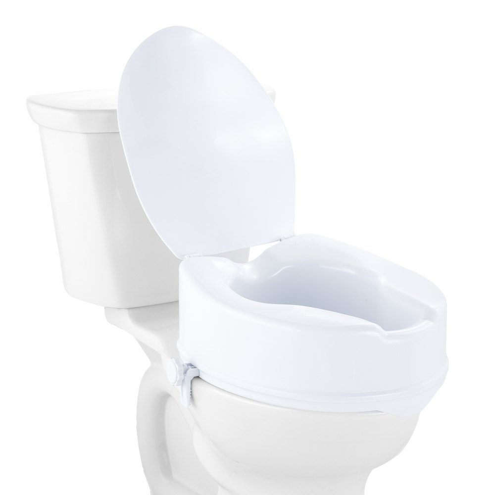 VEVOR Raised Toilet Seat, 6" Height Raised, 300 lbs Weight Capacity, Universal Toilet Seat Riser, Screw Rod Locking, with Toilet Seat, for Elderly, Handicap, Patient, Pregnant, Medical