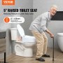 Ανυψωμένο κάθισμα τουαλέτας VEVOR, 5" ύψος, χωρητικότητα βάρους 300 λίβρες, Universal ανύψωση καθίσματος τουαλέτας, Κλείδωμα με βιδωτή ράβδο, με κάθισμα τουαλέτας, για ηλικιωμένους, άτομα με ειδικές ανάγκες, ασθενή, έγκυο, ιατρικό