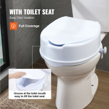 Scaun de toaletă VEVOR ridicat, înălțime de 5 inchi, capacitate de greutate de 300 lbs, ridicător universal pentru scaun de toaletă, blocare cu șurub, cu scaun de toaletă, pentru vârstnici, handicap, pacient, gravidă, medical