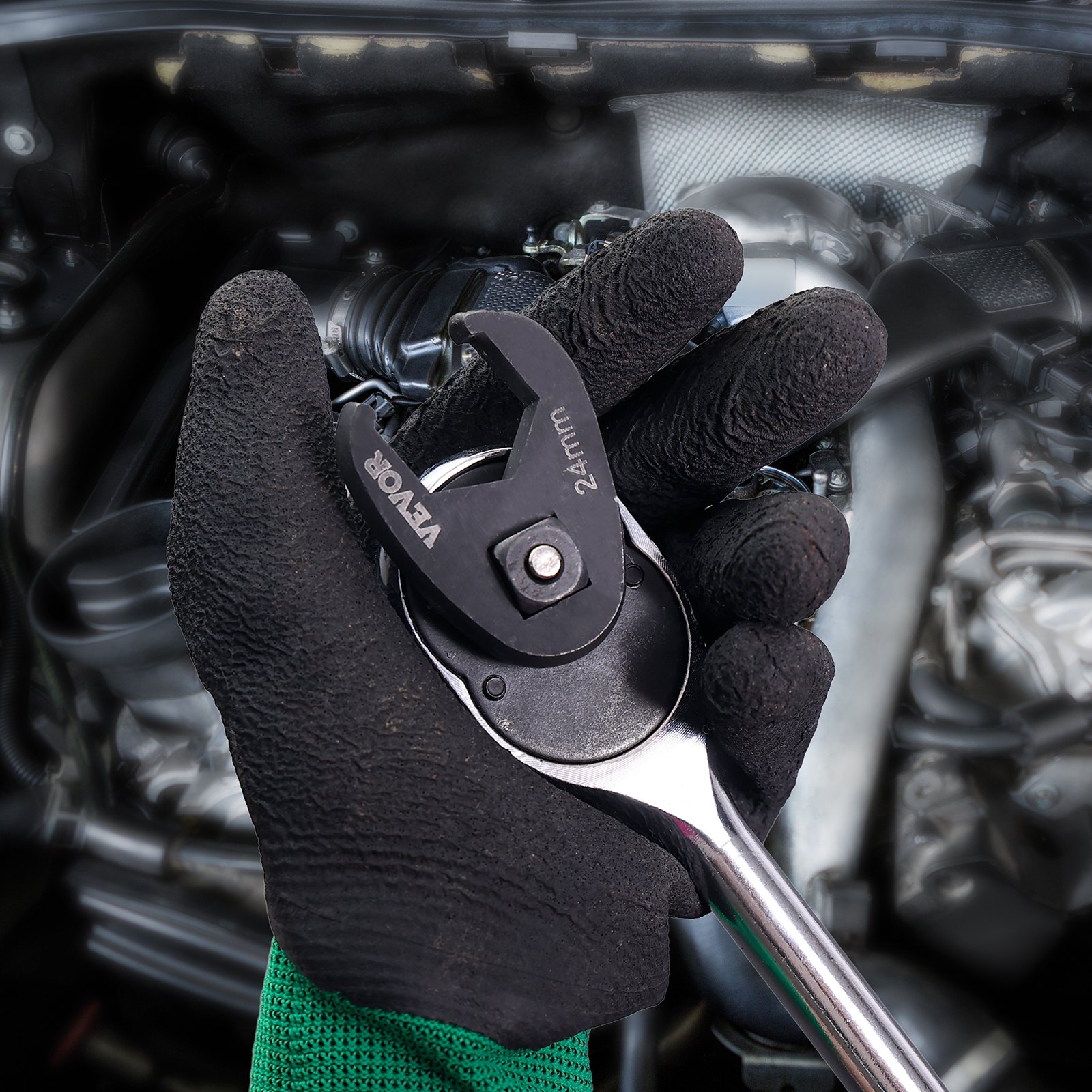 VEVOR Crowfoot Wrench Set, 1/2" and 3/8" Drive 15-Piece Crows Foot Wrench Set with PP Storage Case,  Metric 8-24 mm, CRMO Steel and  Manganese Phosphate Finish, for Mechanical Maintenance and Repairs